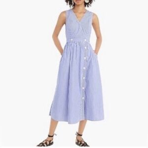 JCREW Chambray Striped Cotton Midi Dress Size 12